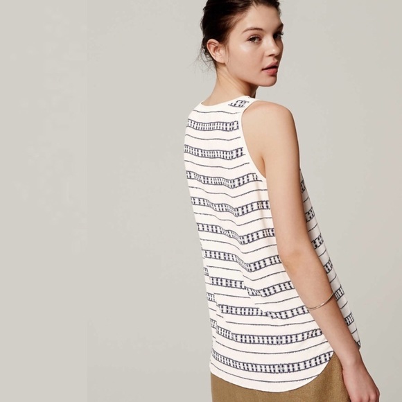 LOFT Striped Rib Trim Tank - Picture 2 of 5